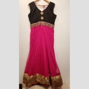 Black and Pink Long Dressy Anarkali Style Outfit